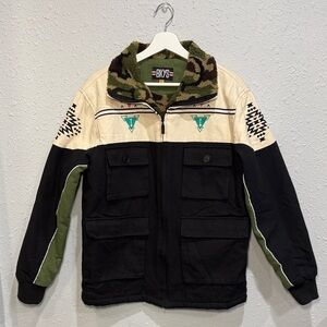 BKYS Men's Camouflage Fleece Lined Jacket Large
